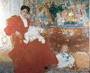 Carl Larsson Mrs Dora Lamm and Her Two Eldest Sons Spain oil painting artist